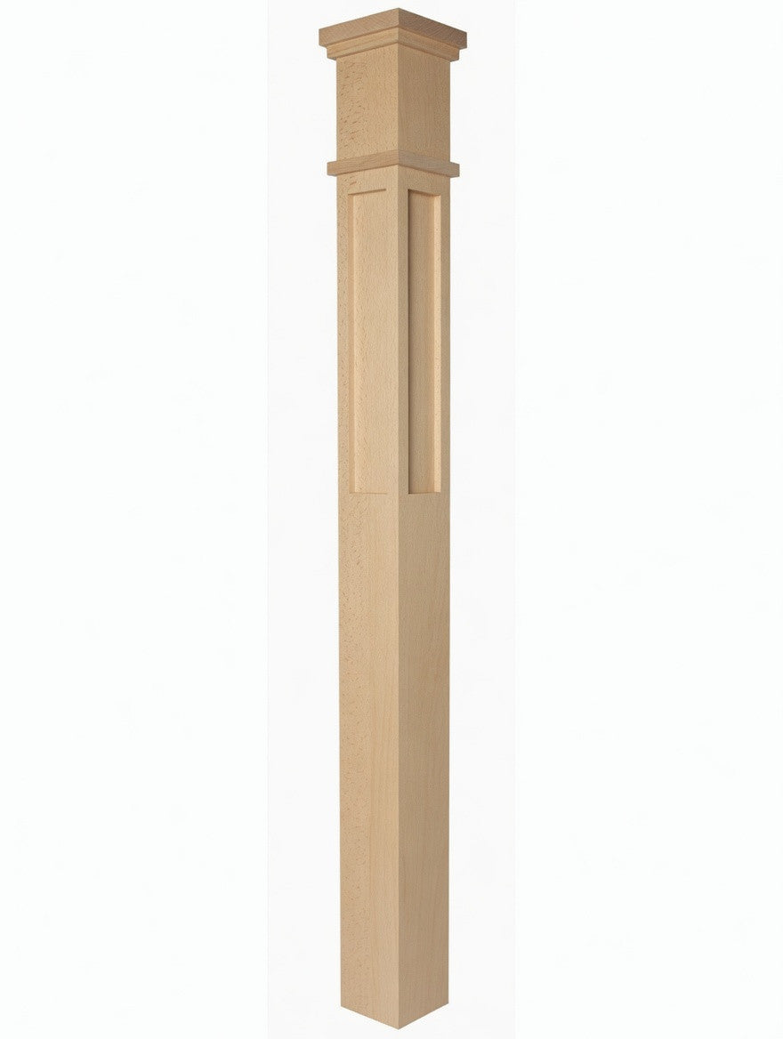 MFP-4375 Actual Flat Panel Mission-Style Box Newel Post Beech