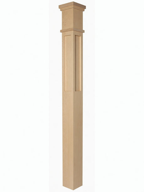 MFP-4375 Actual Flat Panel Mission-Style Box Newel Post Beech