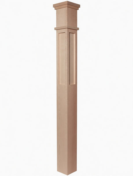 MFP-4375 Actual Flat Panel Mission-Style Box Newel Post, Hard Maple
