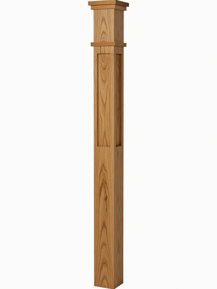  MFP-4375 Actual Flat Panel Mission-Style Box Newel Post, Hickory