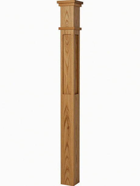  MFP-4375 Actual Flat Panel Mission-Style Box Newel Post, Hickory