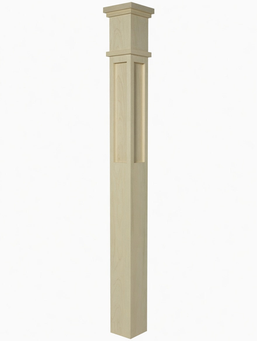  MFP-4375 Actual Flat Panel Mission-Style Box Newel Post, Poplar
