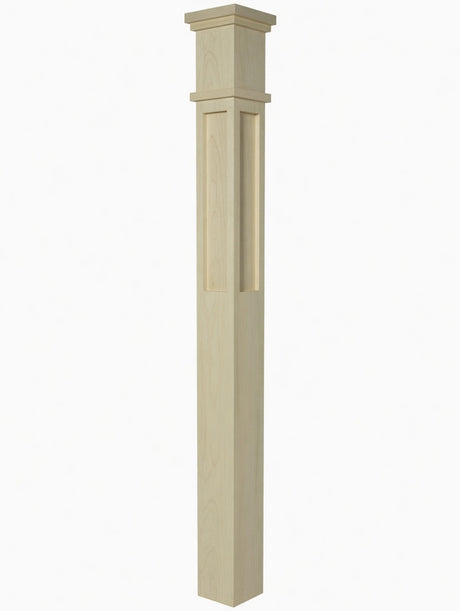  MFP-4375 Actual Flat Panel Mission-Style Box Newel Post, Poplar