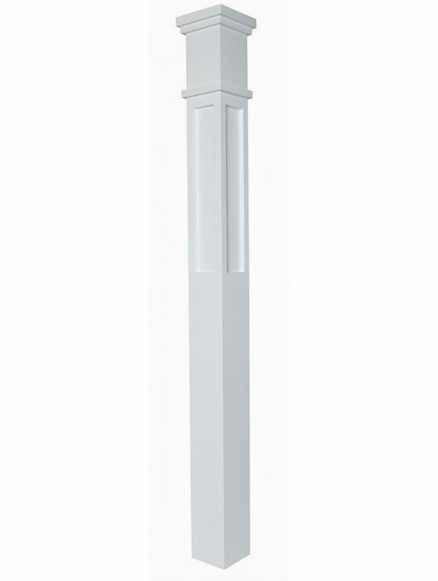 MFP-4375 Actual Flat Panel Mission-Style Box Newel Post Primed
