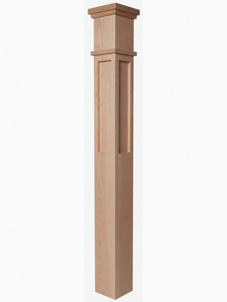  MFP-4375 Actual Flat Panel Mission-Style Box Newel Post, Soft Maple