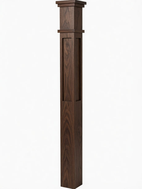  MFP-4375 Actual Flat Panel Mission-Style Box Newel Post, Walnut