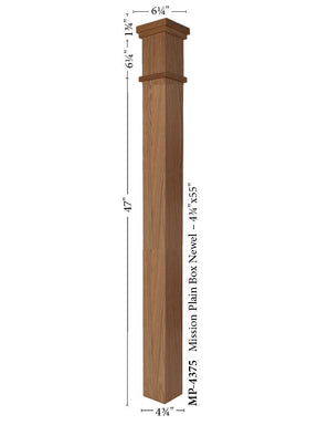 MP-4375 Primed with Special Species Trim Mission Style Box Newel Post