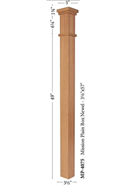 MP-4075 Mission Style Plain Box Newel Post