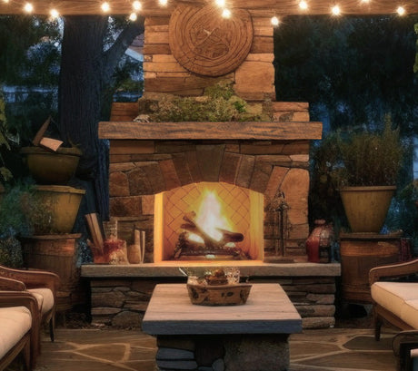 New River Non-Combustable Fireplace Mantel Shelf, Fieldstone Exterior