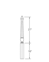 A3010F Fluted 44" Pin Top Starting Newel Post Dimensional Information