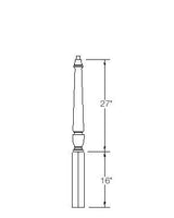 A3010PL 44" Plain Pin Top Starting Newel Post Dimensional Information
