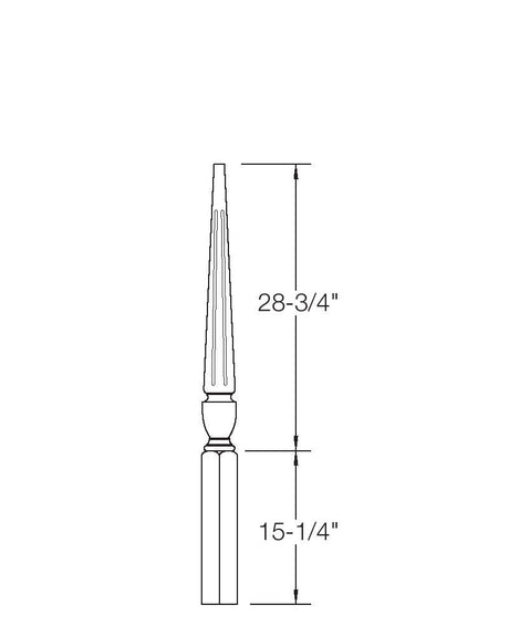 A3013F Fluted 44" Stabilizer Newel Post dimensional information