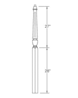 A3015F Fluted 56" Pin Top Landing Newel Post Dimensional Information