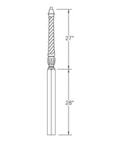 A3015T Twist 56" Pin Top Landing Newel Post Dimensional Information
