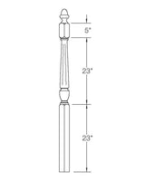 A3042F Fluted 56" Starting Newel Post Dimensional Information