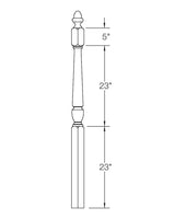 A3015T Twist 56" Pin Top Landing Newel Post Dimensional Information