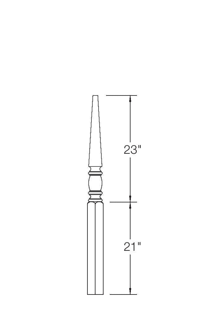 953PT-44 Pin Top Starting Bordeaux Newel Post Dimensional Information