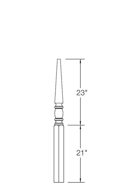 953PT-44 Pin Top Starting Bordeaux Newel Post Dimensional Information