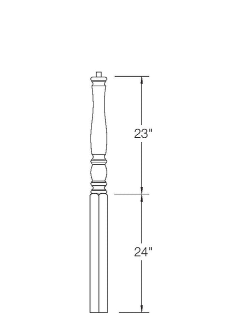 954-4PT-48 Pin Top Starting Bordeaux Newel Post Dimensional Information