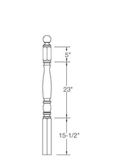 955-4BT-48 Ball Top Starting Bordeaux Newel Post Dimensional Information