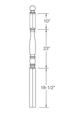 958-4BT-56 Ball Top Landing Bordeaux Newel Post Dimensional Information