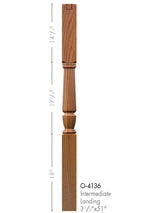 4136 Interchangeable Intermediate Landing Newel Post Dimensional Information