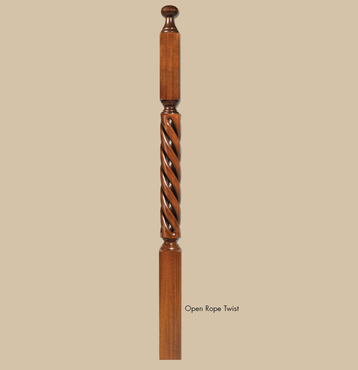 ORT-8645 60" Open Rope Twist Ball Top Newel Post