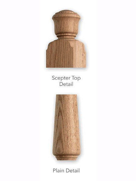 F4045 Plain Landing Red Oak Newel Post Details