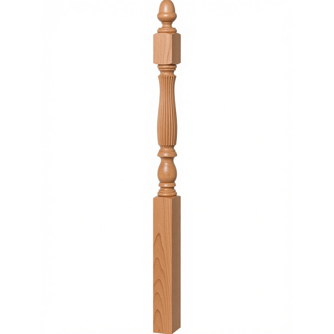 R-4600 (48") or R-4604 (60") Reeded Country Starting Newel, 3-1/4", Alder