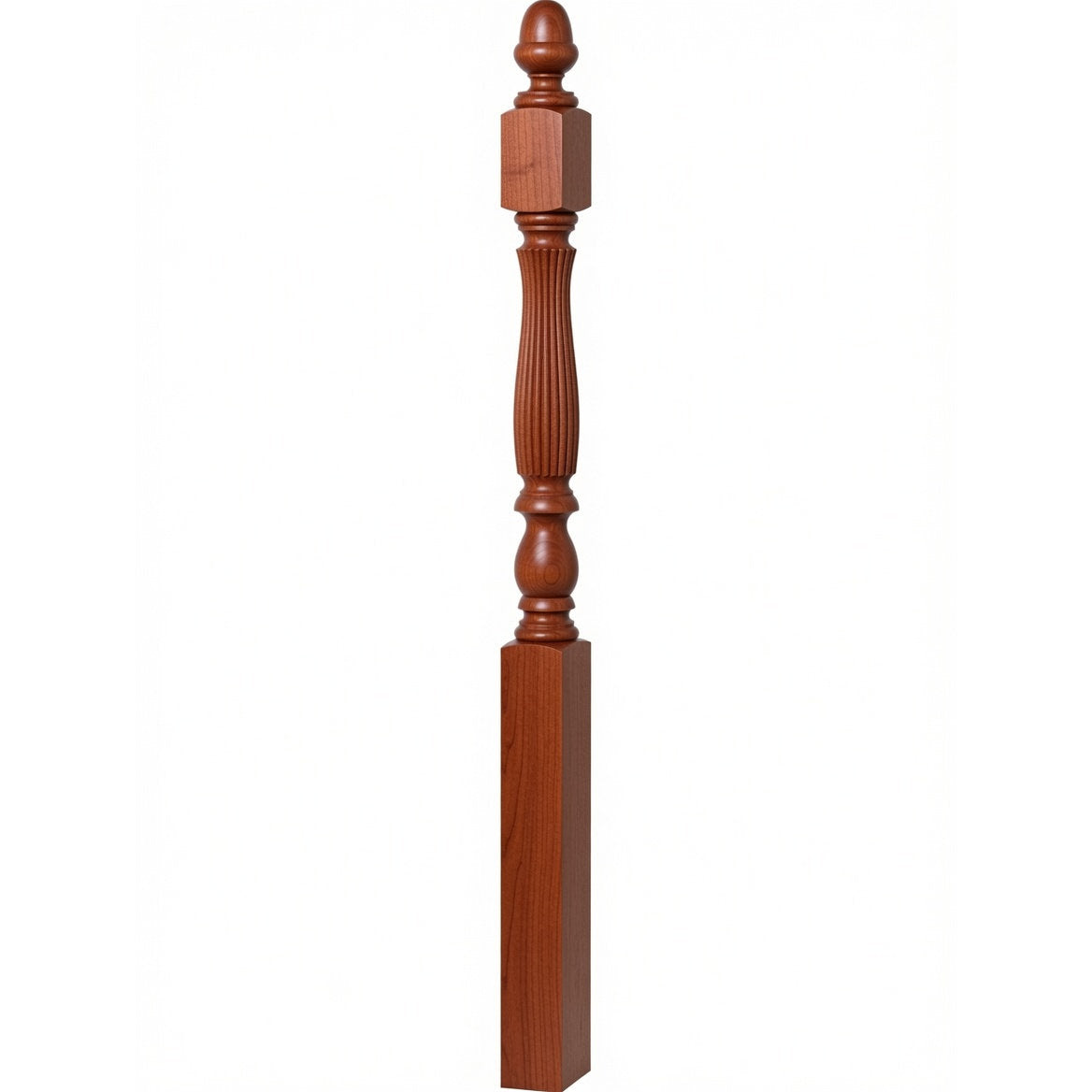 R-4600 (48") or R-4604 (60") Reeded Country Starting Newel, 3-1/4", American Cherry