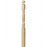 R-4600 (48") or R-4604 (60") Reeded Country Starting Newel, 3-1/4", Ash