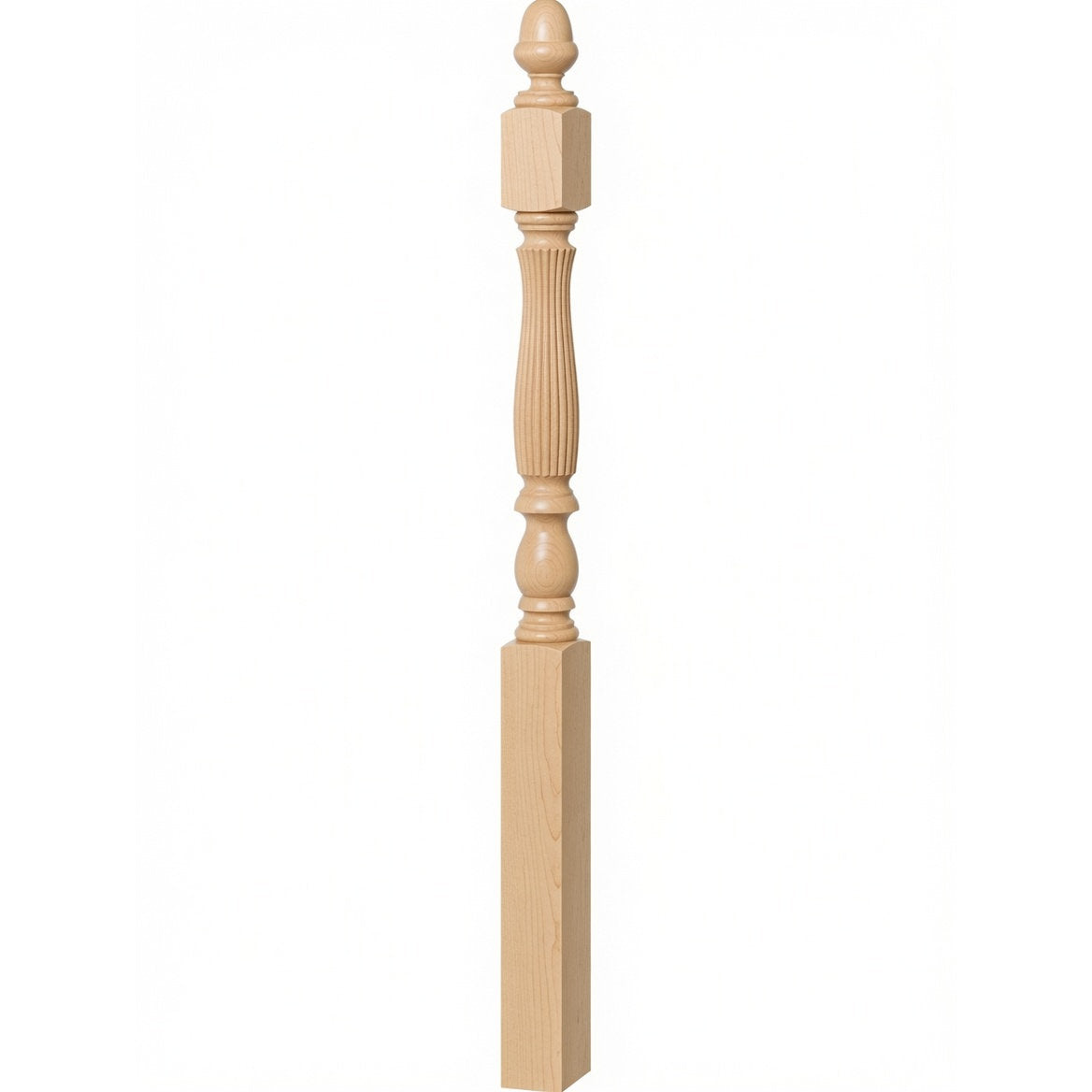 R-4600 (48") or R-4604 (60") Reeded Country Starting Newel, 3-1/4", Birch
