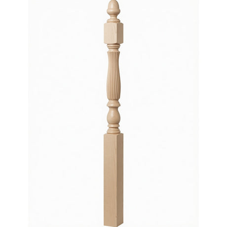 R-4600 (48") or R-4604 (60") Reeded Country Starting Newel, 3-1/4", Hard Maple