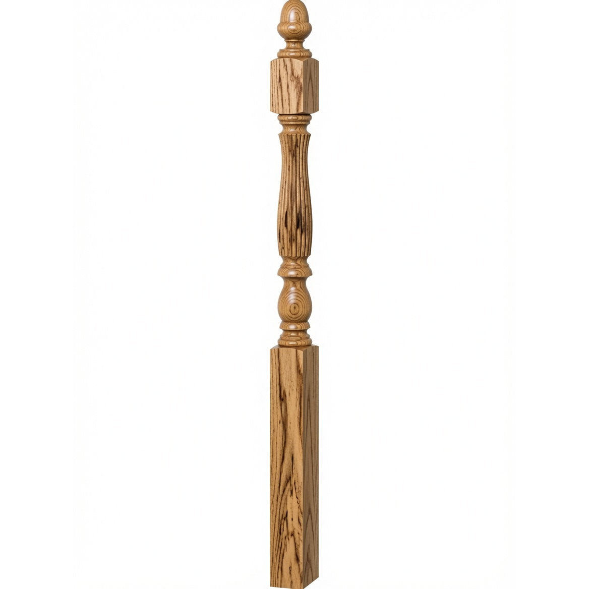 R-4600 (48") or R-4604 (60") Reeded Country Starting Newel, 3-1/4", Hickory