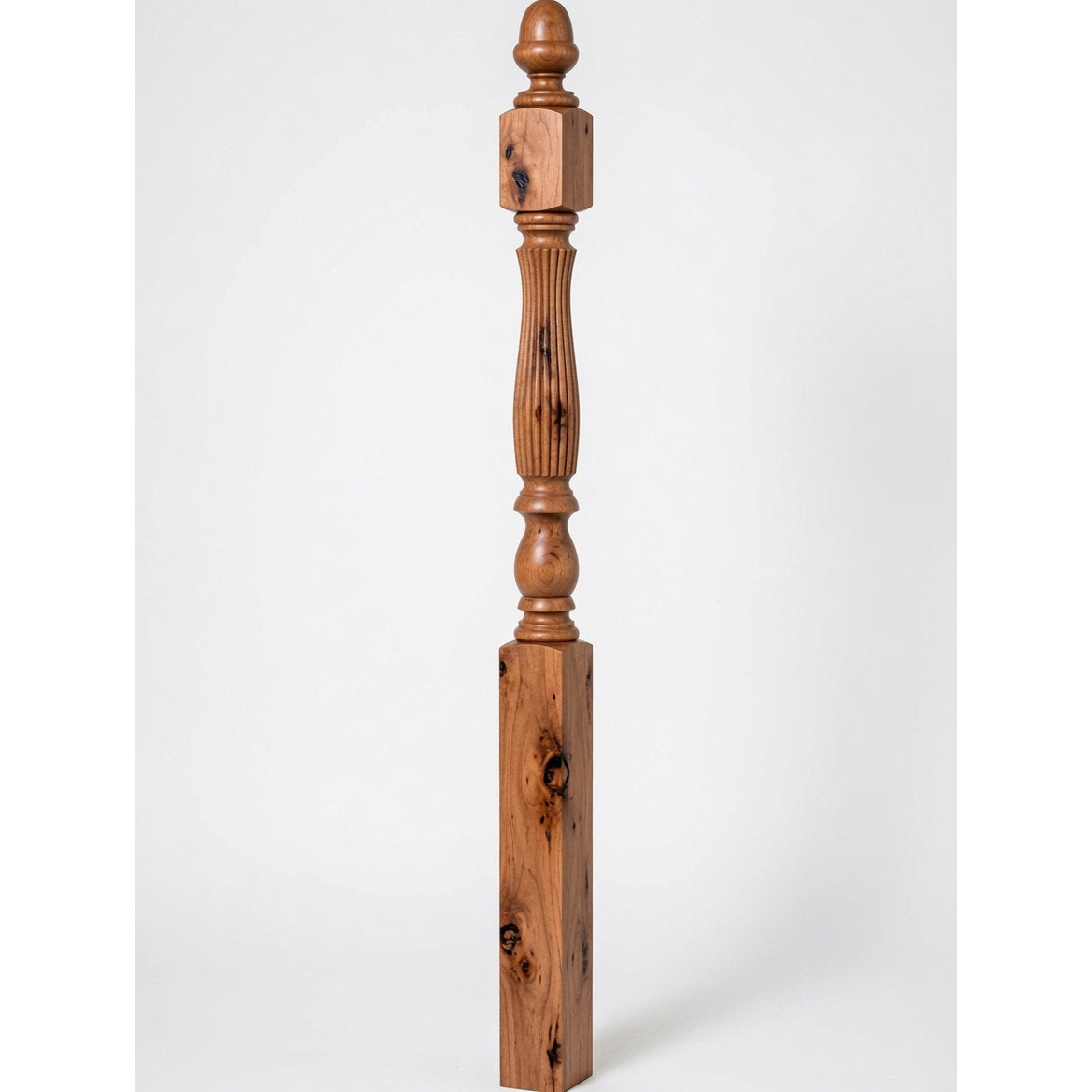 R-4600 (48") or R-4604 (60") Reeded Country Starting Newel, 3-1/4", Knotty Alder