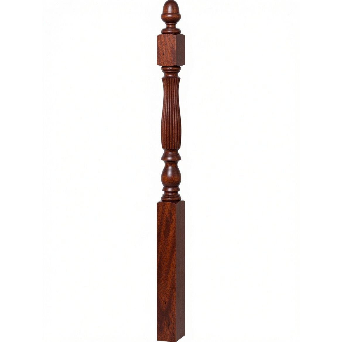 R-4600 (48") or R-4604 (60") Reeded Country Starting Newel, 3-1/4", Mahogany