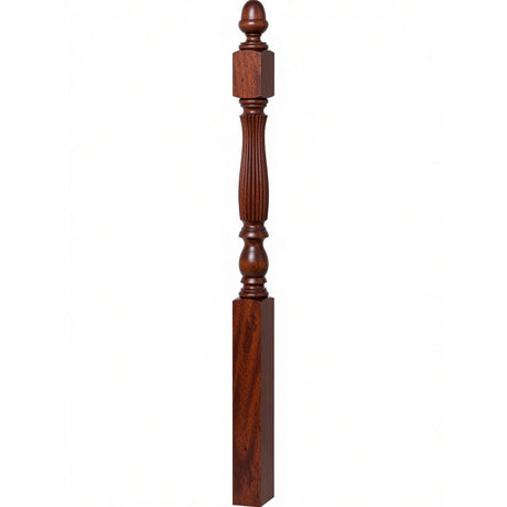 R-4600 (48") or R-4604 (60") Reeded Country Starting Newel, 3-1/4", Mahogany