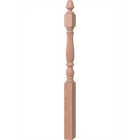 R-4600 (48") or R-4604 (60") Reeded Country Starting Newel, 3-1/4", Red Oak