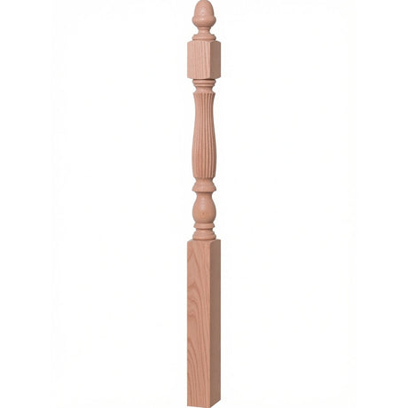 R-4600 (48") or R-4604 (60") Reeded Country Starting Newel, 3-1/4", Red Oak