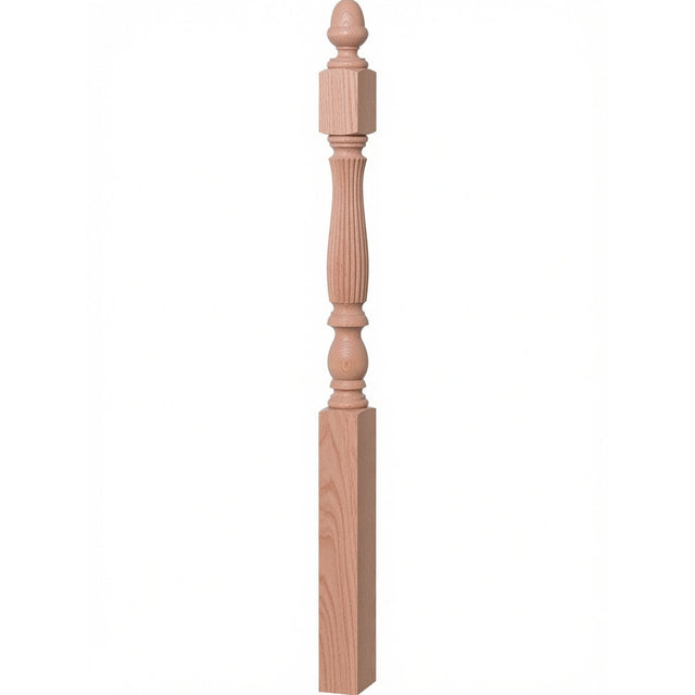 R-4600 (48") or R-4604 (60") Reeded Country Starting Newel, 3-1/4", Red Oak