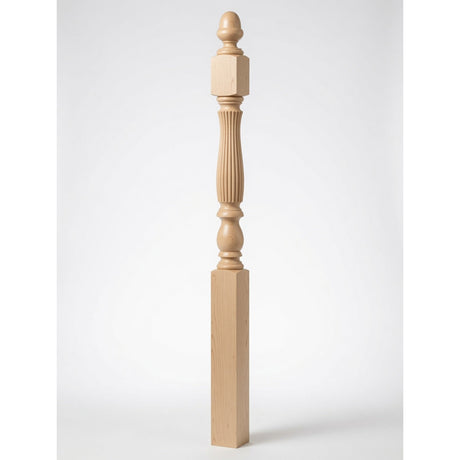 R-4600 (48") or R-4604 (60") Reeded Country Starting Newel, 3-1/4", Soft Maple