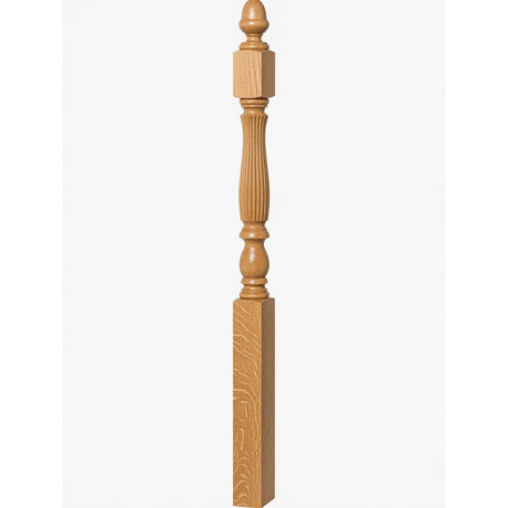 R-4600 (48") or R-4604 (60") Reeded Country Starting Newel, 3-1/4", White Oak