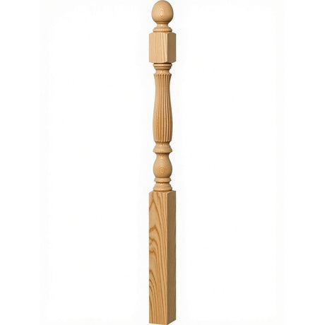 R-4600 (48") or R-4604 (60") Reeded Country Starting Newel, 3-1/4", Yellow Pine