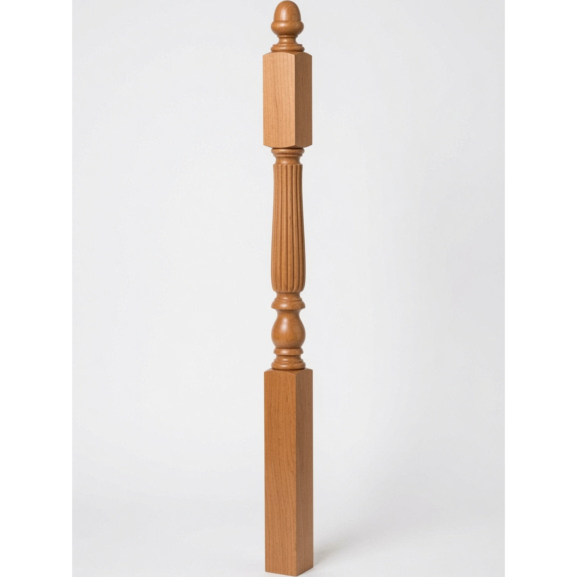 R-4606 3-1/4" x 60" Reeded Ohio Landing Newel Post, Alder