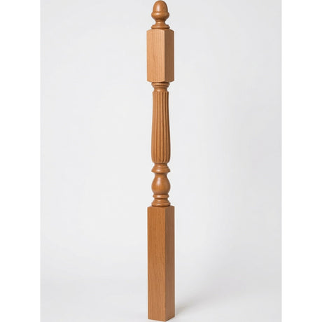 R-4606 3-1/4" x 60" Reeded Ohio Landing Newel Post, Alder
