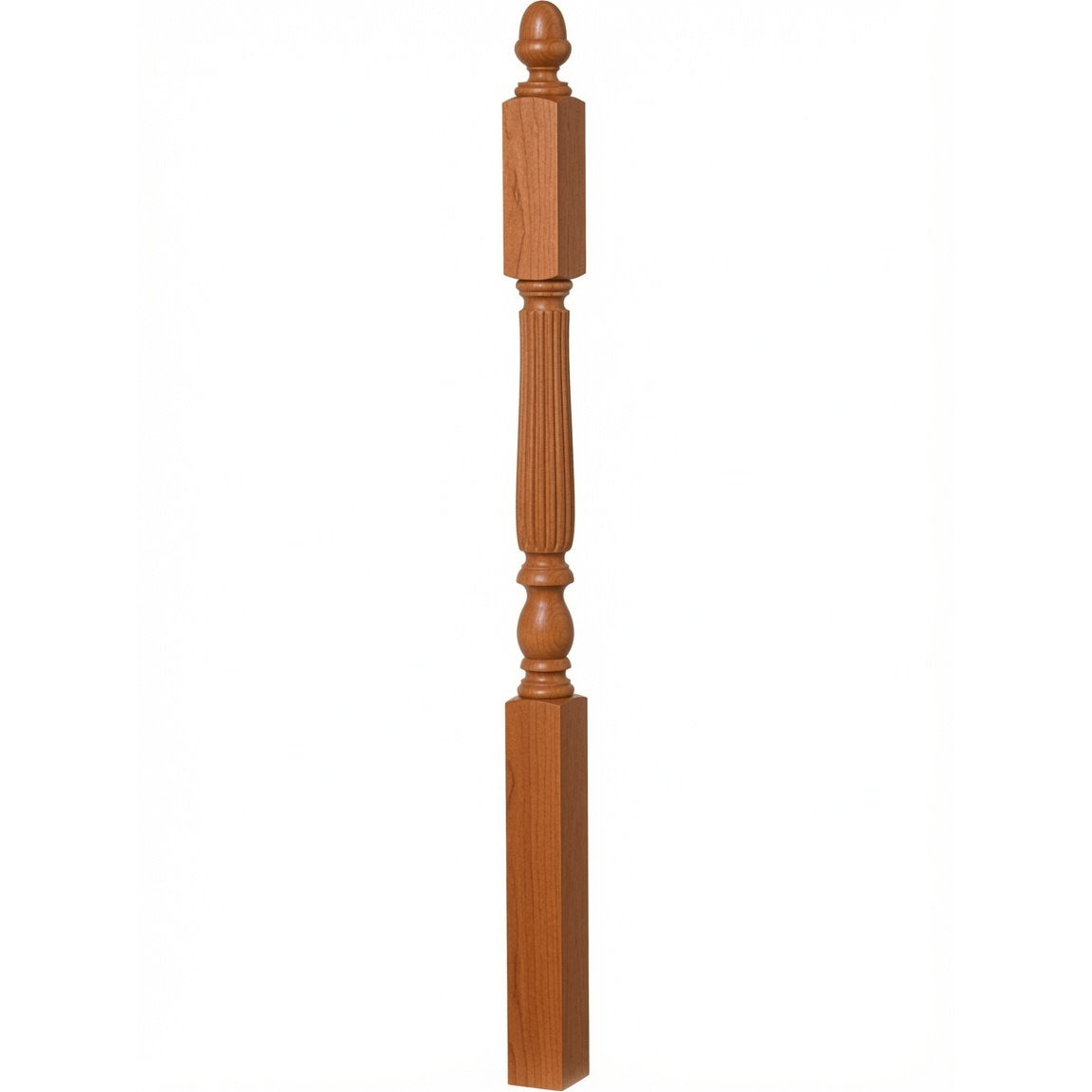 R-4606 3-1/4" x 60" Reeded Ohio Landing Newel Post, American Cherry