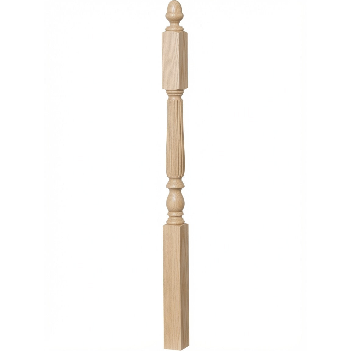 R-4606 3-1/4" x 60" Reeded Ohio Landing Newel Post, Ash