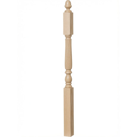 R-4606 3-1/4" x 60" Reeded Ohio Landing Newel Post, Ash