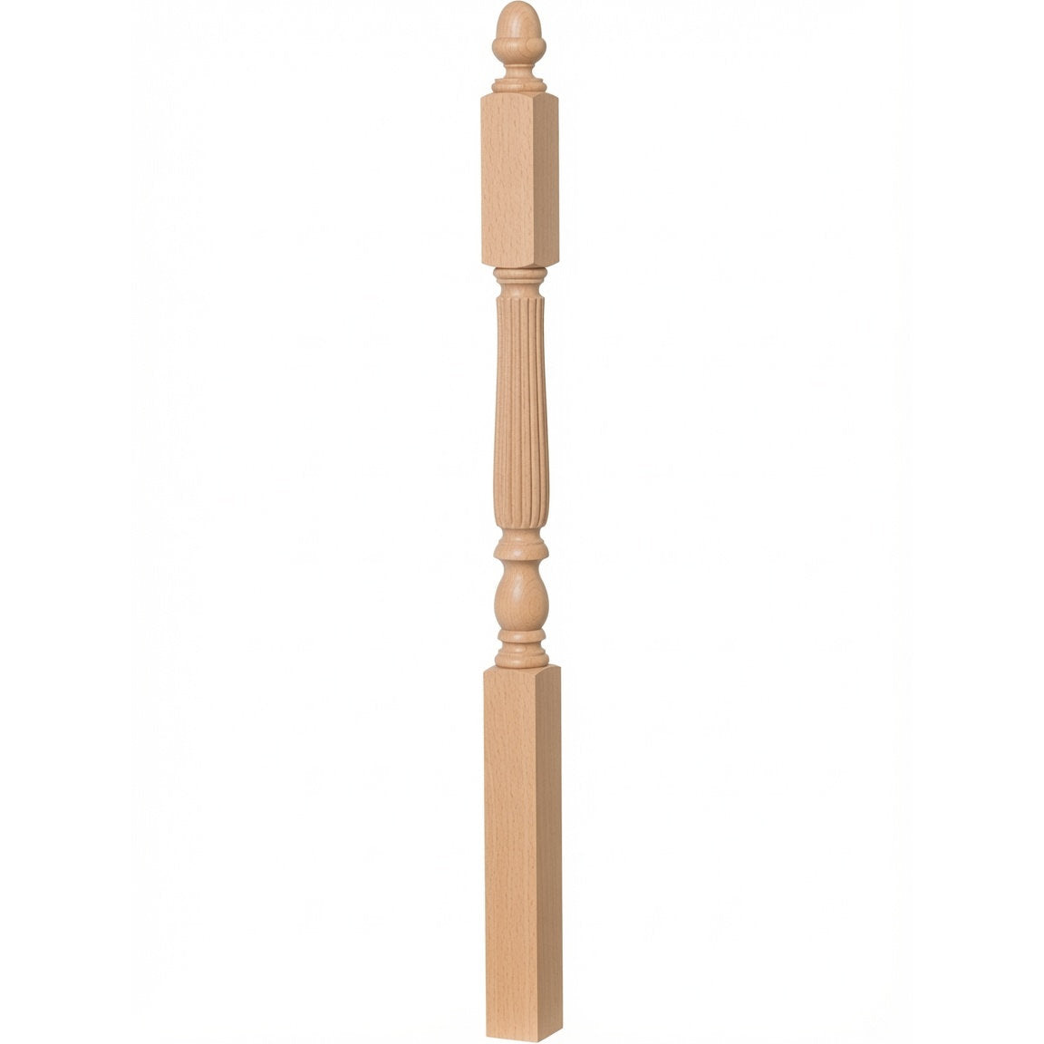 R-4606 3-1/4" x 60" Reeded Ohio Landing Newel Post, Beech