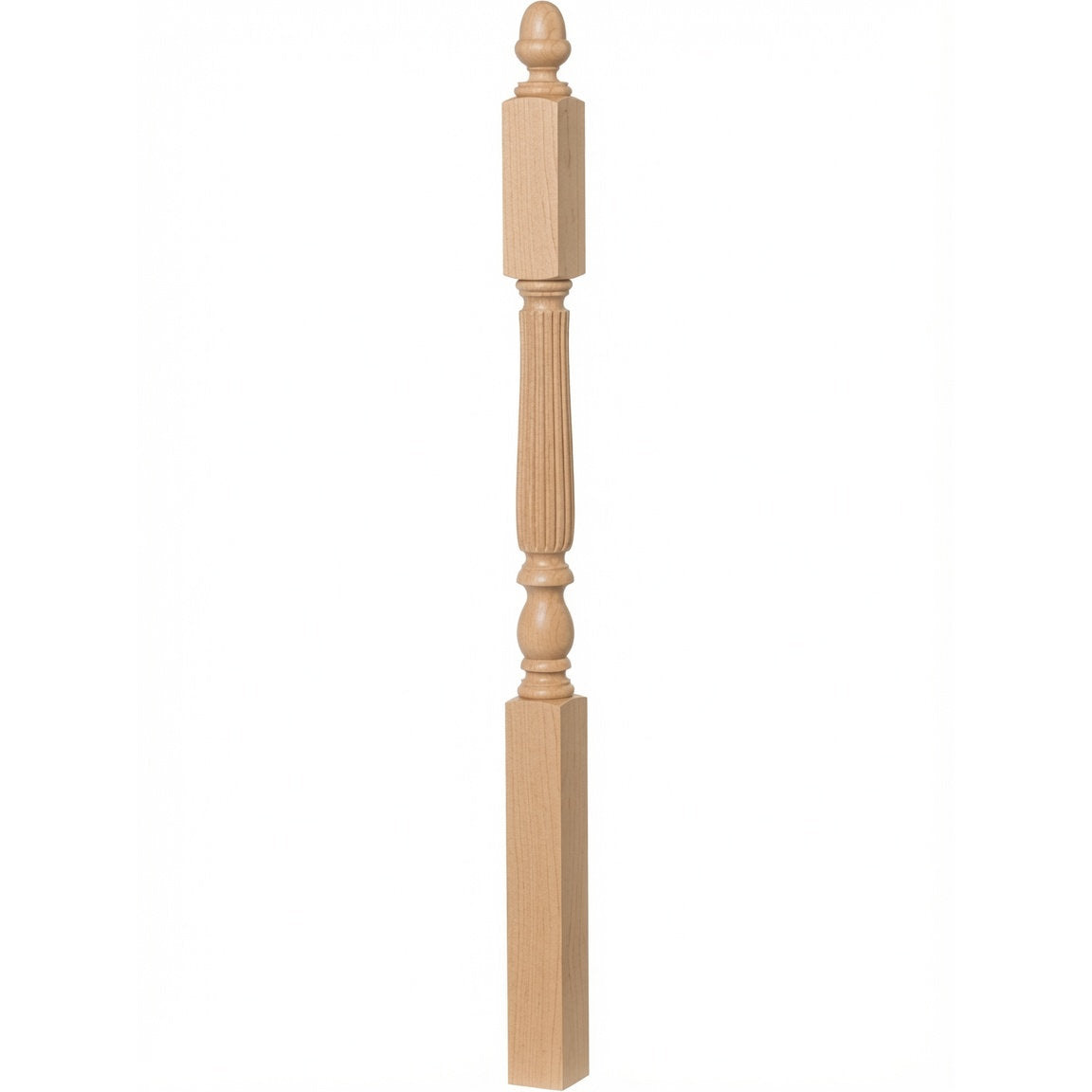 R-4606 3-1/4" x 60" Reeded Ohio Landing Newel Post, Hard Maple
